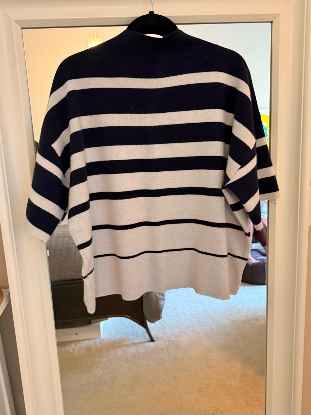 Maeve Carys Short Sleeve Navy and White Striped Sweater - Size L - Picture 2 of 3